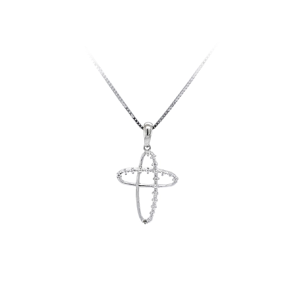 Pendant Cross with White Gold Zircons