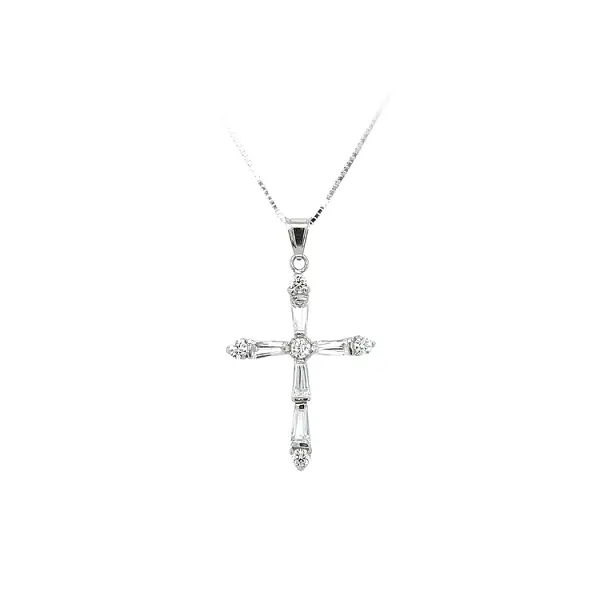 Pendant Cross with White Gold Zircons