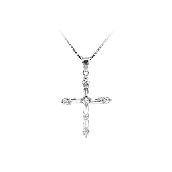 Pendant Cross with White Gold Zircons