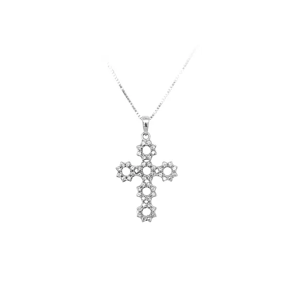 Pendant Cross with White Gold Zircons