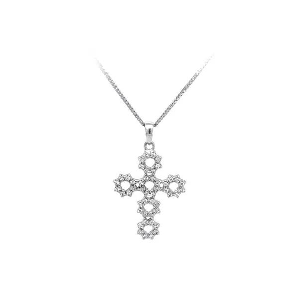 Pendant Cross with White Gold Zircons