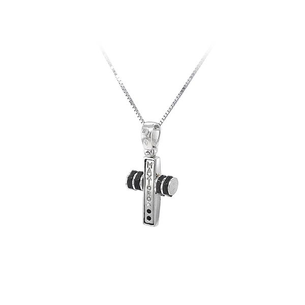 Pendant Cross with White Gold Ceramics