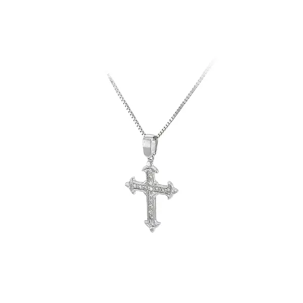Pendant Cross with White Gold Zircons