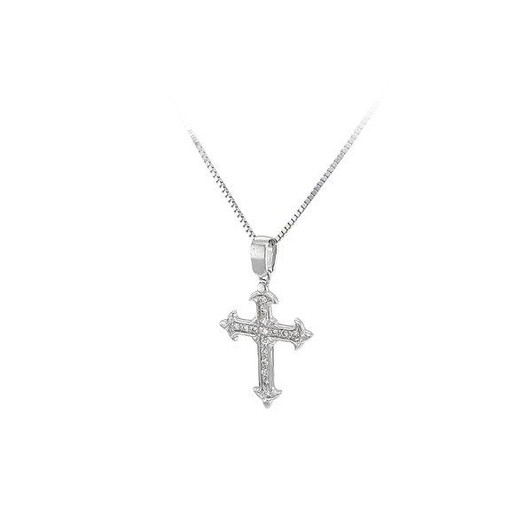 Pendant Cross with White Gold Zircons