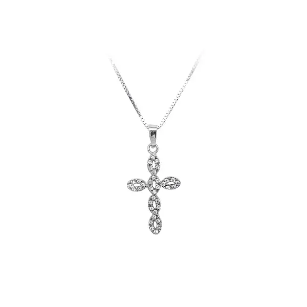 Pendant Cross with White Gold Zircons