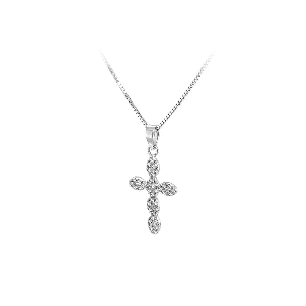 Pendant Cross with White Gold Zircons