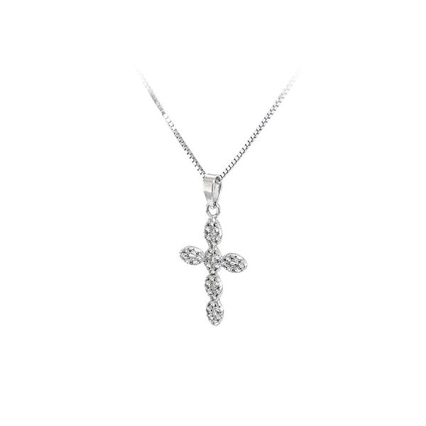Pendant Cross with White Gold Zircons