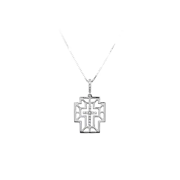 Pendant Cross with White Gold Zircons
