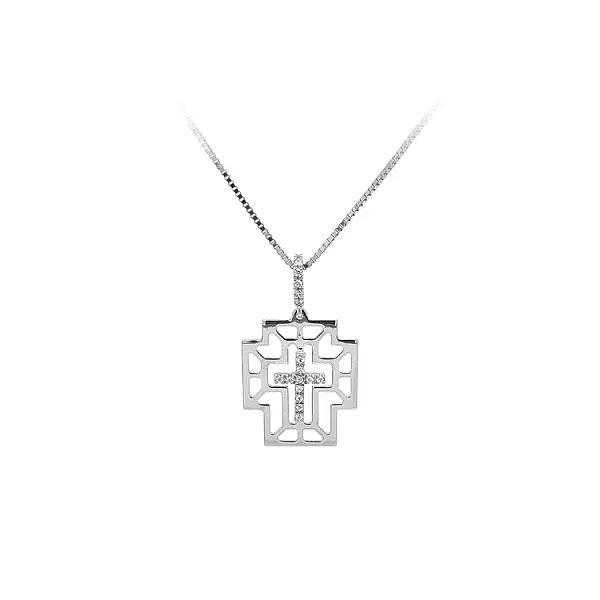 Pendant Cross with White Gold Zircons