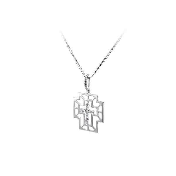 Pendant Cross with White Gold Zircons