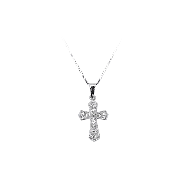 Pendant Cross with White Gold Zircons