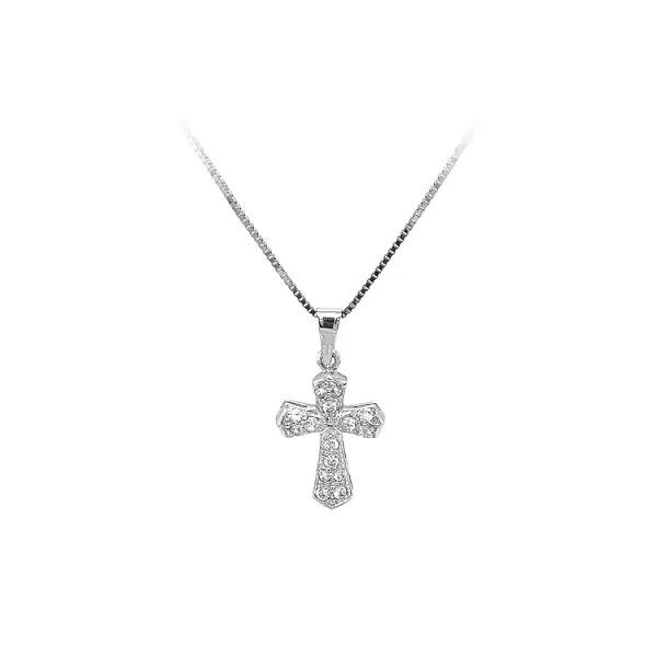 Pendant Cross with White Gold Zircons