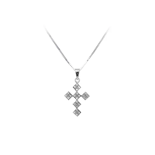 Pendant Cross with White Gold Zircons