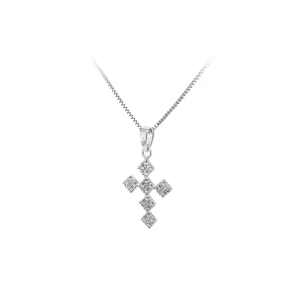 Pendant Cross with White Gold Zircons