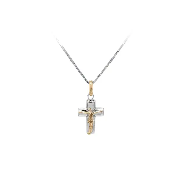 Pendant Cross with Jesus Christ made of Combined Gold