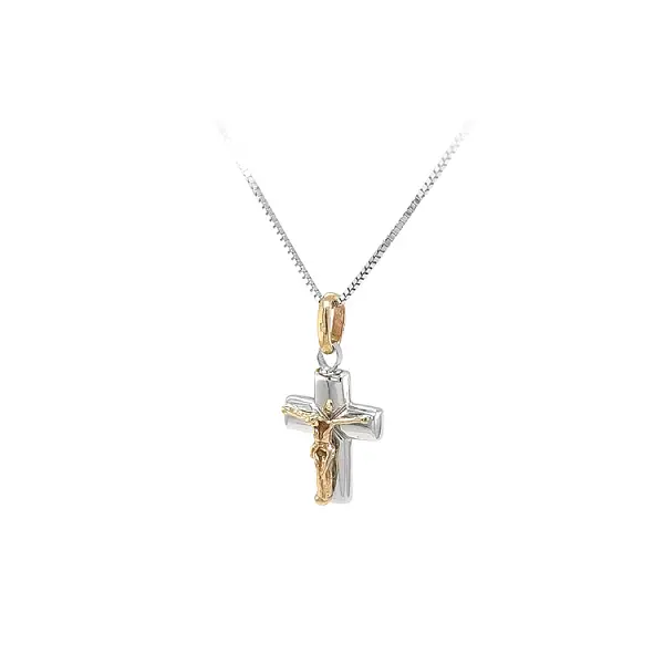 Pendant Cross with Jesus Christ made of Combined Gold