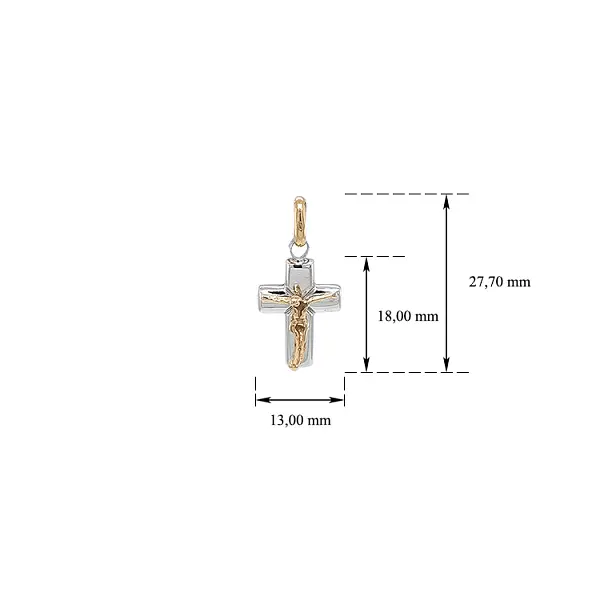 Pendant Cross with Jesus Christ made of Combined Gold