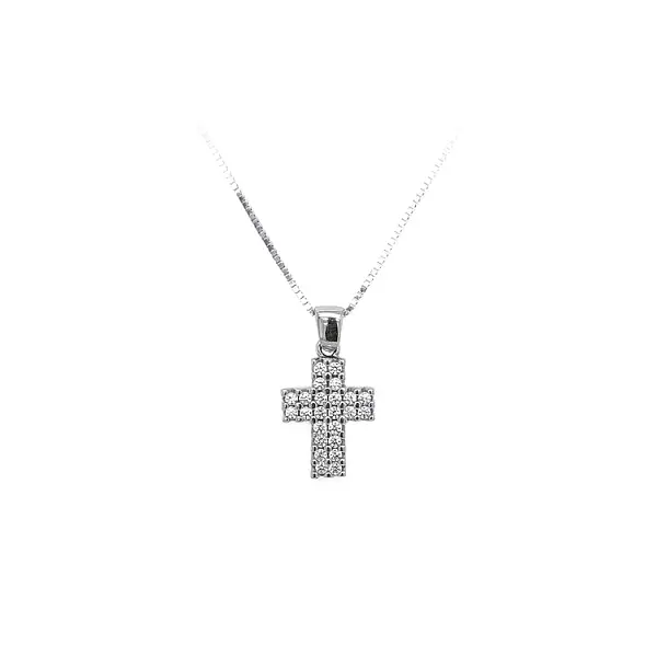 Pendant Cross with White Gold Zircons