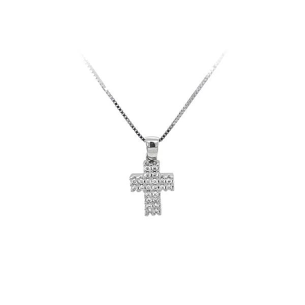 Pendant Cross with White Gold Zircons