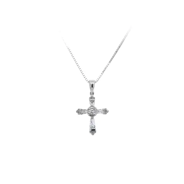 Pendant Cross with White Gold Zircons