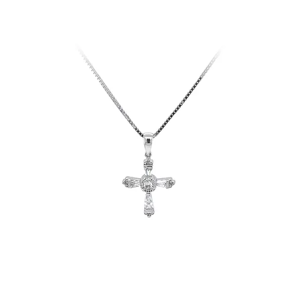 Pendant Cross with White Gold Zircons