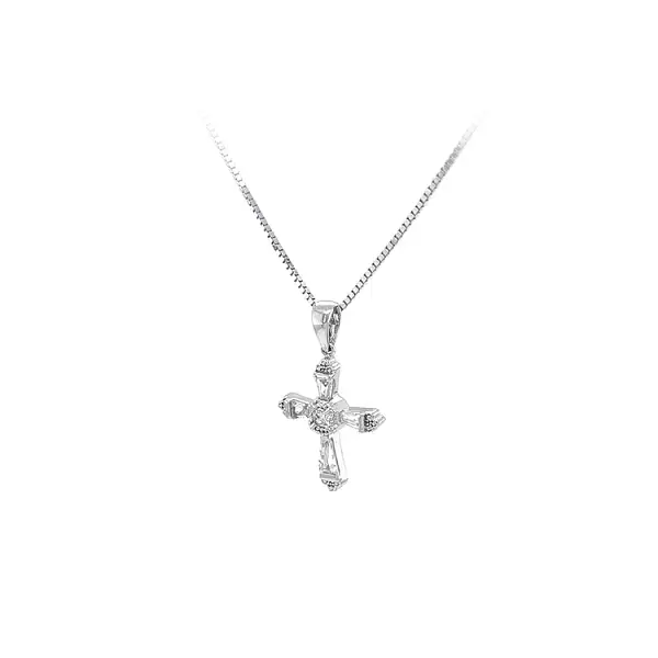 Pendant Cross with White Gold Zircons
