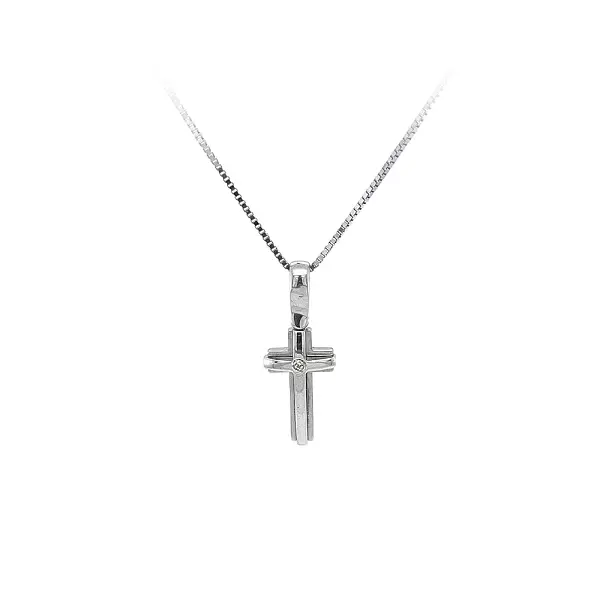 Pendant Cross with Zircon made of White Gold