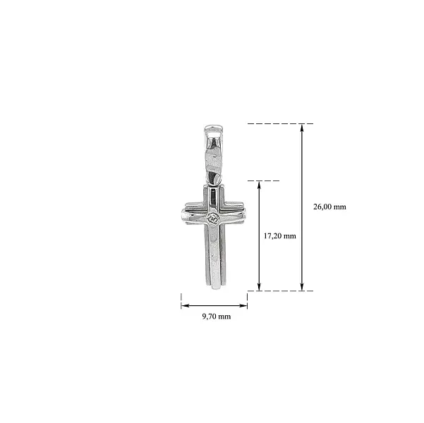 Pendant Cross with Zircon made of White Gold