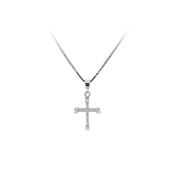 Pendant Cross with Zircons White Gold