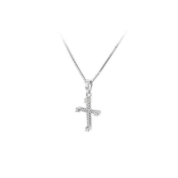Pendant Cross with Zircons White Gold
