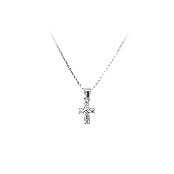 Pendant Cross with White Gold Zircons
