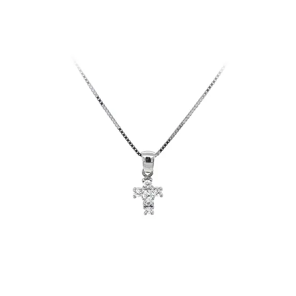 Pendant Cross with White Gold Zircons