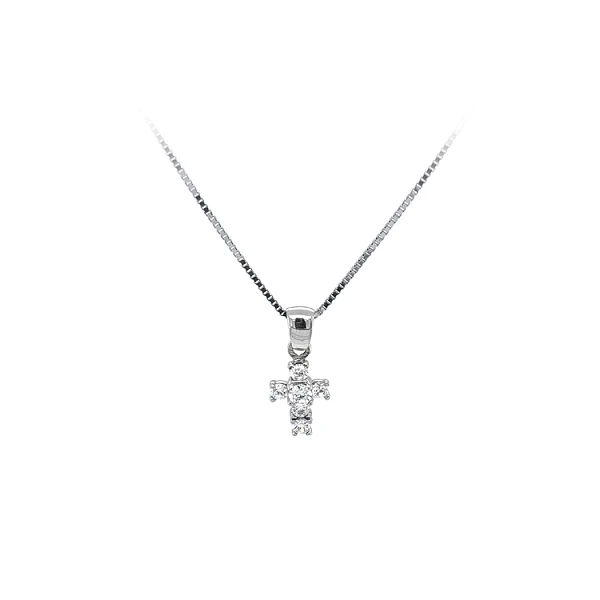 Pendant Cross with White Gold Zircons