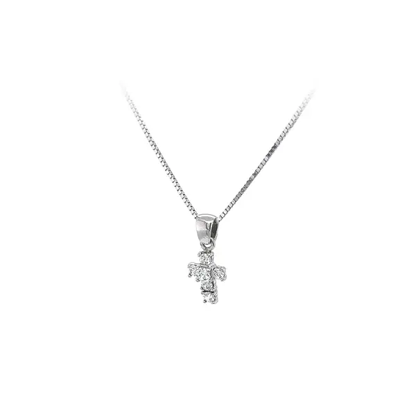 Pendant Cross with White Gold Zircons