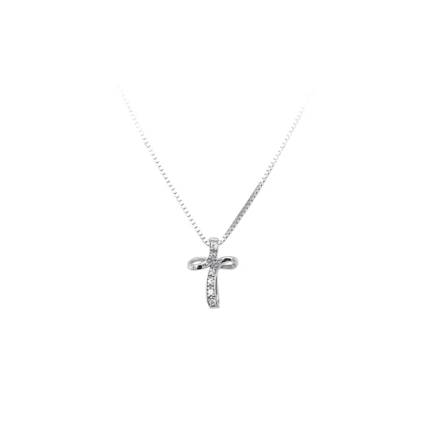 Pendant Cross with White Gold Zircons