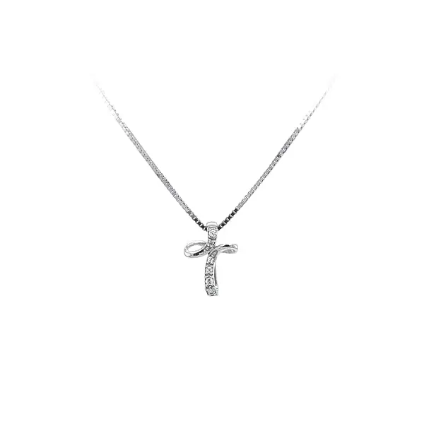 Pendant Cross with White Gold Zircons