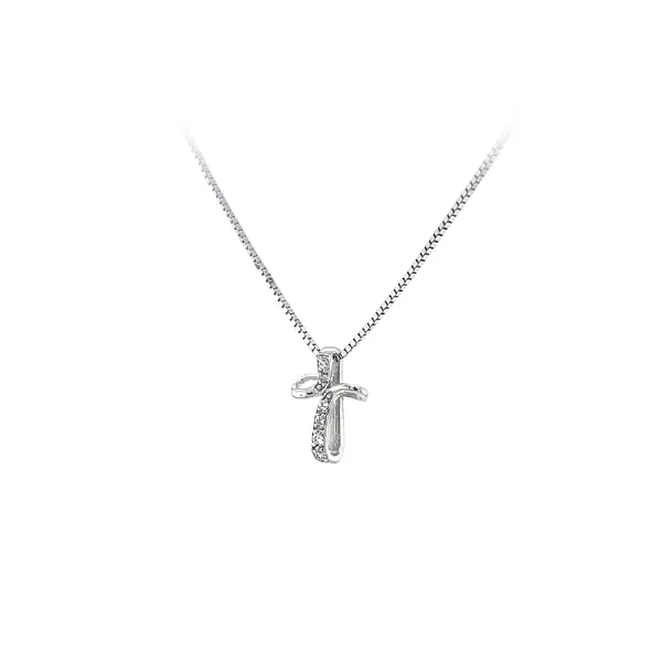 Pendant Cross with White Gold Zircons
