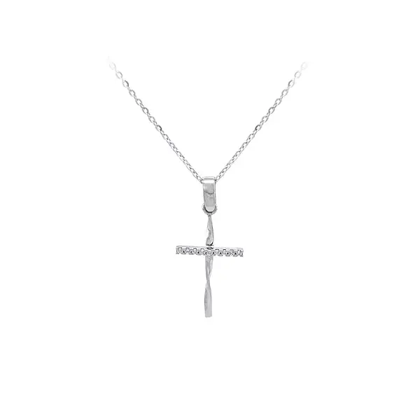 Gold Pendant Cross with Zircons