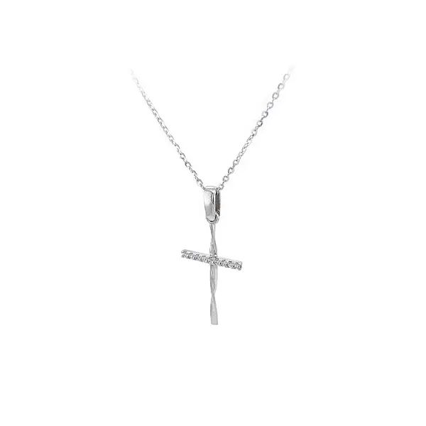 Gold Pendant Cross with Zircons