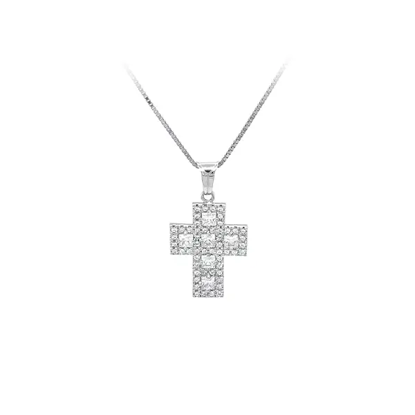 Cross with White Gold Zircons