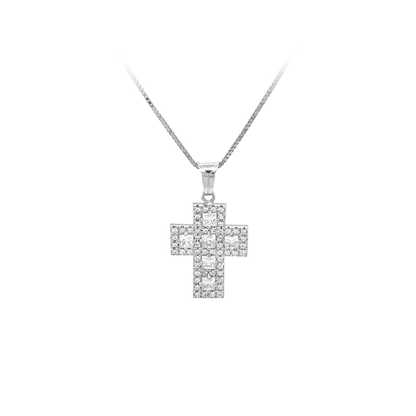 Cross with White Gold Zircons