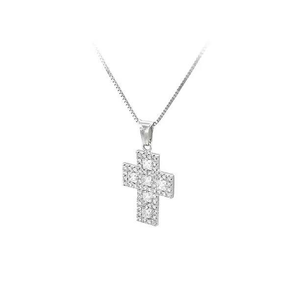 Cross with White Gold Zircons