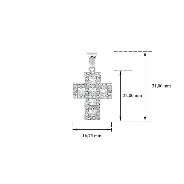 Cross with White Gold Zircons