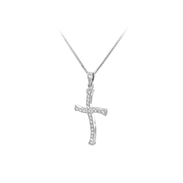 White Gold Cross with Zircons