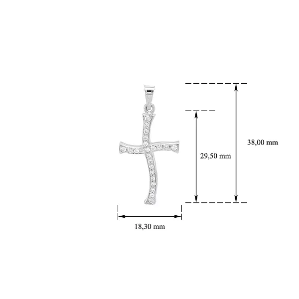 White Gold Cross with Zircons