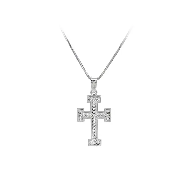 Cross with White Gold Zircons