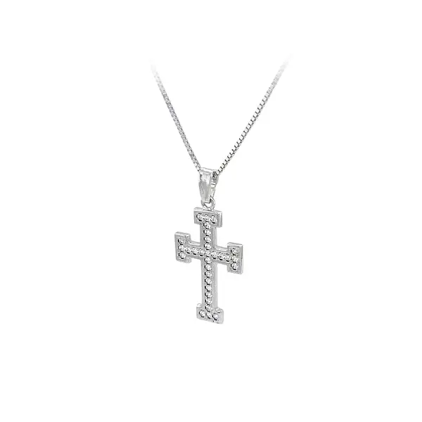 Cross with White Gold Zircons