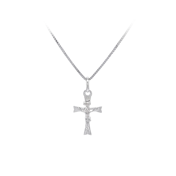 Pendant Cross with Jesus Christ from White Gold