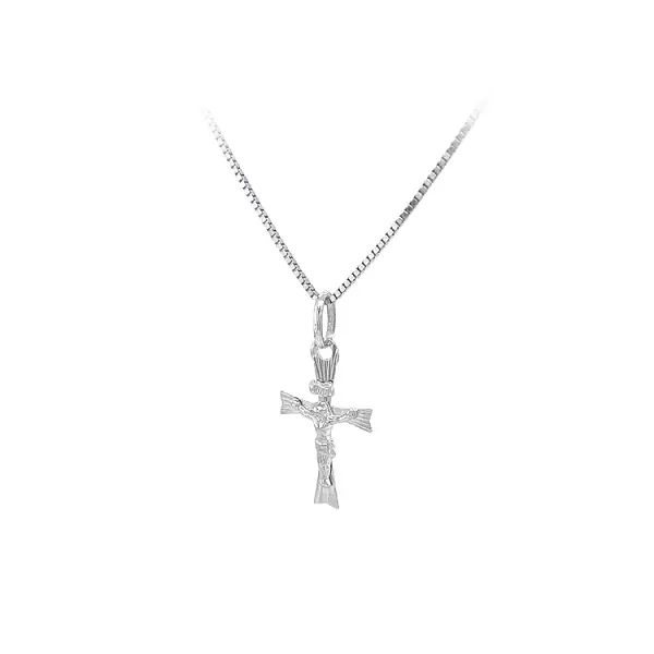 Pendant Cross with Jesus Christ from White Gold