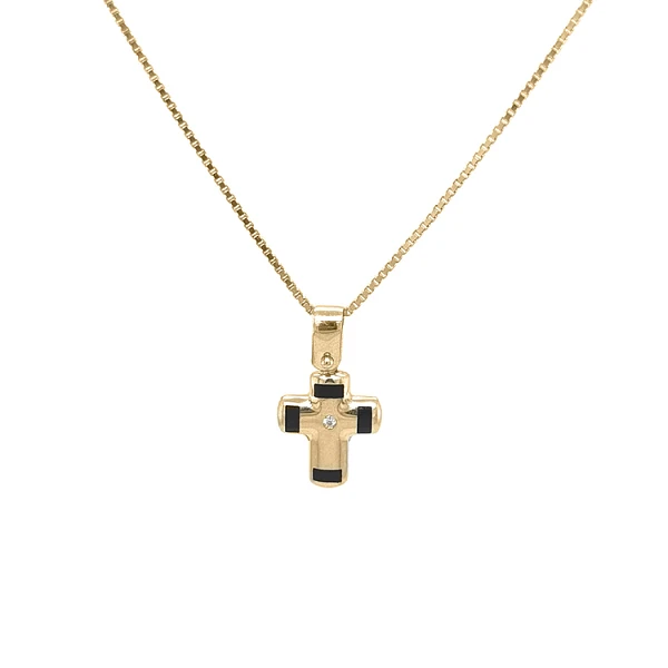 Golden Cross with Zircon